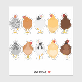 cute chickens front&back sticker set シール
