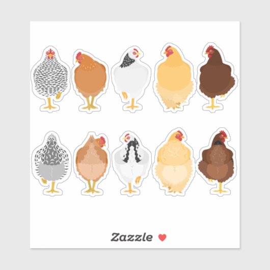 cute chickens front&back sticker set シール (シート)