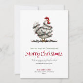 Cute Chickens Funny Watercolor Christmas Greeting シーズンカード (正面)