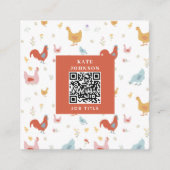 Cute Chickens Hens and Baby Chicks スクエア名刺 (正面)