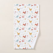 Cute Chickens Hens and Baby Chicks バスタオルセット (ハンドタオル)