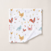 Cute Chickens Hens and Baby Chicks バスタオルセット (ウォッシュタオル)
