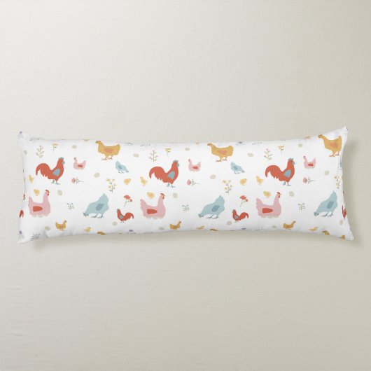 Cute Chickens Hens and Baby Chicks ボディピロー (裏面)