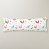 Cute Chickens Hens and Baby Chicks ボディピロー (正面)