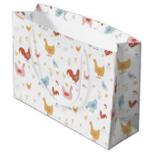 Cute Chickens Hens and Baby Chicks ラージペーパーバッグ (裏面アングル)