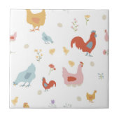 Cute Chickens Hens and Baby Chicks Kitchen タイル (正面)