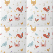 Cute Chickens Hens and Baby Chicks Kitchen タイル