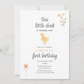 Cute Chickens Hens and Chick Turning One Birthday 招待状 (正面)
