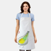 Cute chickens watercolor エプロン (着用した状態)