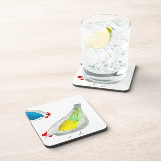 Cute chickens watercolor コースター (右側)