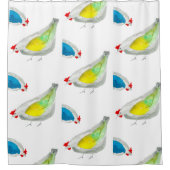 Cute chickens watercolor シャワーカーテン (正面)