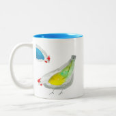 Cute chickens watercolor ツートーンマグカップ (左)