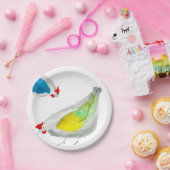 Cute chickens watercolor ペーパープレート (パーティー)