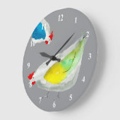 Cute chickens watercolor ラージ壁時計 (傾斜)