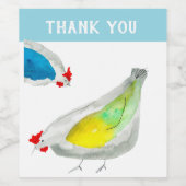 Cute chickens watercolor ワインラベル (シングルラベル)