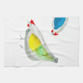 Cute chickens watercolor art キッチンタオル (横)