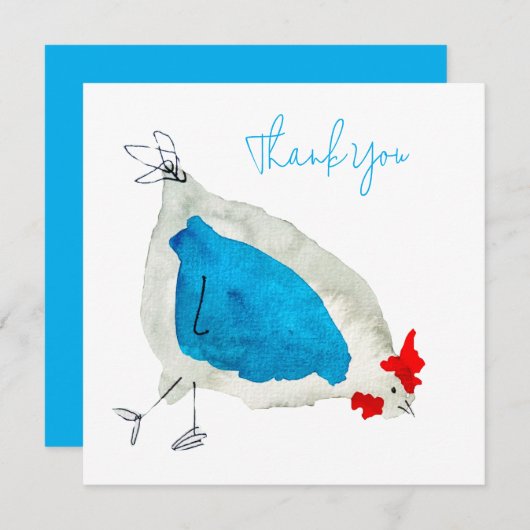 Cute chickens watercolor art ノートカード (正面/裏面)