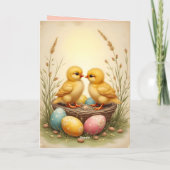 Cute chicks and colorful Easter eggs, nostalgic シーズンカード (裏面)