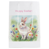 Cute chicks Easter bunny custom egg hunt bag ミディアムペーパーバッグ (裏面)