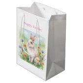 Cute chicks Easter bunny custom egg hunt bag ミディアムペーパーバッグ (裏面アングル)