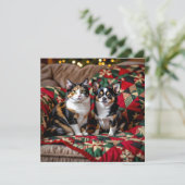 Cute Chihuahua and Cat Christmas シーズンカード (スタンド正面)