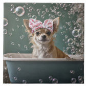 Cute Chihuahua Bubble Bath タイル (正面)
