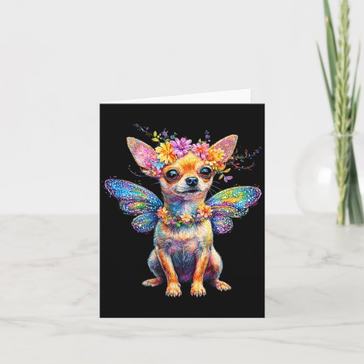 Cute Chihuahua Dog Angel With Wings  カード (正面)