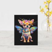 Cute Chihuahua Dog Angel With Wings  カード (黄色い花)