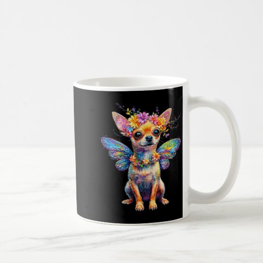 Cute Chihuahua Dog Angel With Wings コーヒーマグカップ (右)