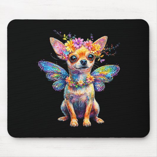 Cute Chihuahua Dog Angel With Wings マウスパッド (正面)