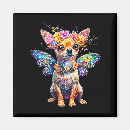 Cute Chihuahua Dog Angel With Wings  マグネット (正面)