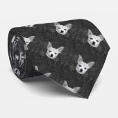 Cute Chihuahua Dog Black And White Pattern ネクタイ (ロール)