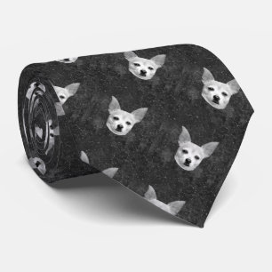 Cute Chihuahua Dog Black And White Pattern ネクタイ