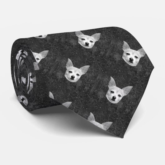 Cute Chihuahua Dog Black And White Pattern ネクタイ (ロール)
