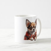 Cute Chihuahua Dog Puppy with Flowers コーヒーマグカップ (正面右)
