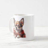 Cute Chihuahua Dog Puppy with Flowers コーヒーマグカップ (正面左)