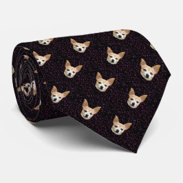 Cute Chihuahua Dog Purple Glitter Galaxy Pattern ネクタイ