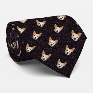 Cute Chihuahua Dog Purple Glitter Galaxy Pattern ネクタイ