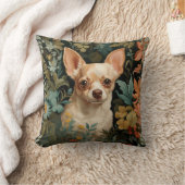 Cute Chihuahua in William Morris Style Garden クッション (ブランケット)