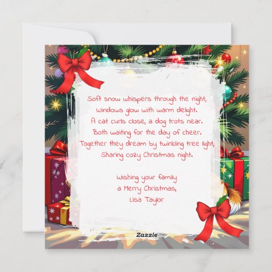 Cute Chihuahua Napping Under the Christmas Tree シーズンカード (裏面)