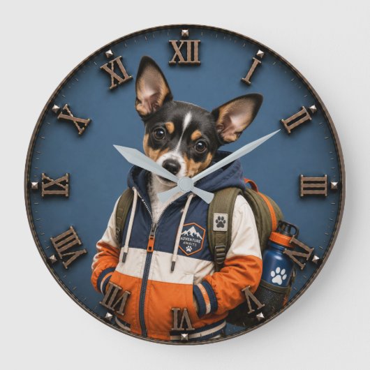 Cute Chihuahua Puppy ラージ壁時計 (正面)