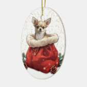 Cute Chihuahua Puppy Dog Christmas Gift Bag セラミックオーナメント (左)