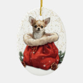 Cute Chihuahua Puppy Dog Christmas Gift Bag セラミックオーナメント (正面)