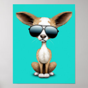 Cute Chihuahua Puppy Wearing Sunglasses ポスター