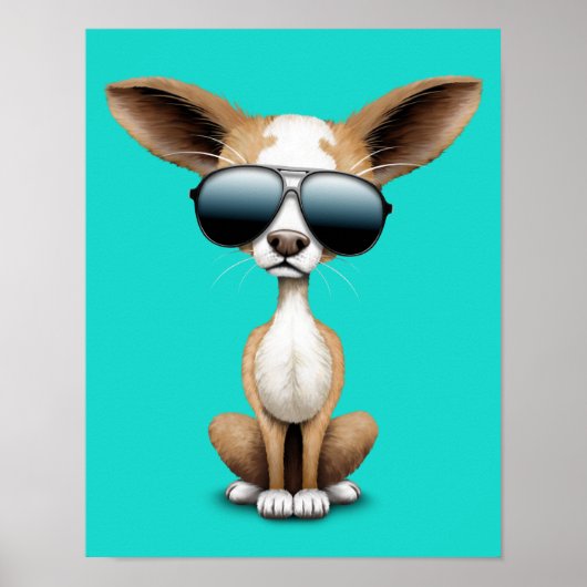 Cute Chihuahua Puppy Wearing Sunglasses ポスター (正面)