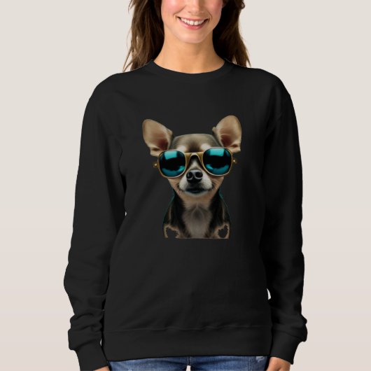 Cute Chihuahua with Sunglasses スウェットシャツ (正面)