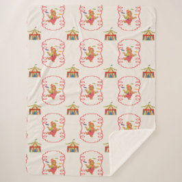 Cute Child Circus Bear Framed Sherpa Blanket シェルパブランケット