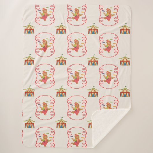 Cute Child Circus Bear Framed Sherpa Blanket シェルパブランケット (正面)