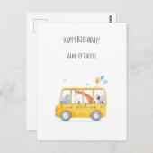 Cute Children Bus Animals Balloons Birthday Card ポストカード (正面/裏面)