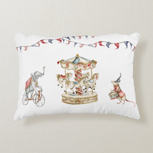 Cute Children Circus Carnival Animals Pattern アクセントクッション (正面)